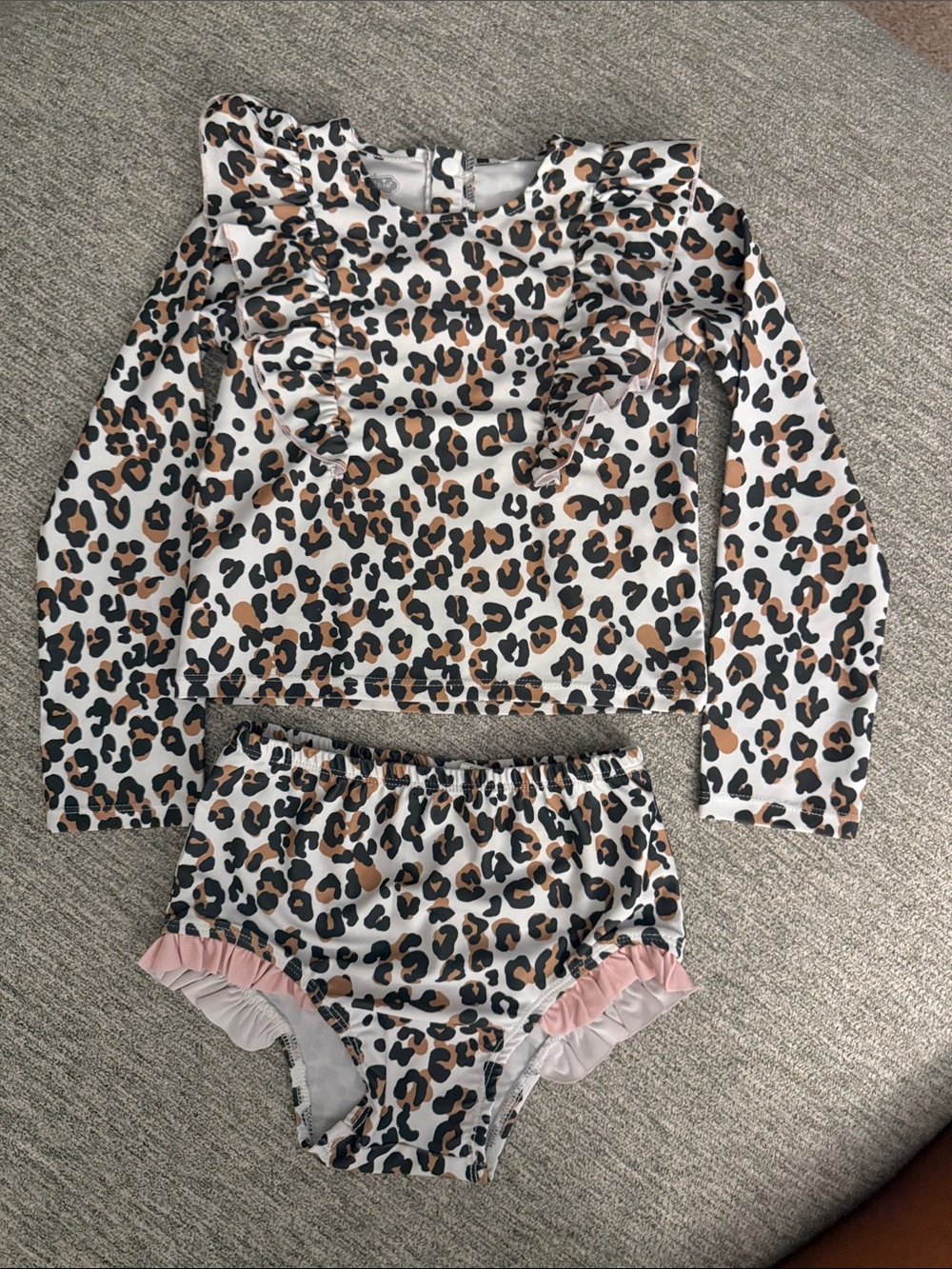 Mud Pie Leopard Print Kids Swim Set - White, Brown & Black